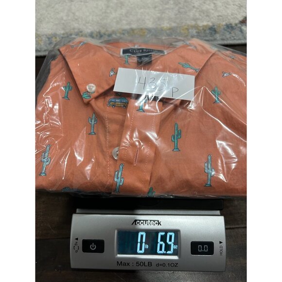 Club Room Short Sleeve Button Up Shirt Orange Sz XXL Cactus & Car Print Casual - Picture 9 of 9